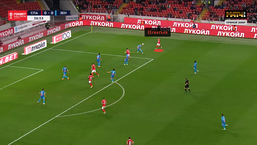Игнатьев навесил под удар Промеса, для чего включился в финальную треть справа