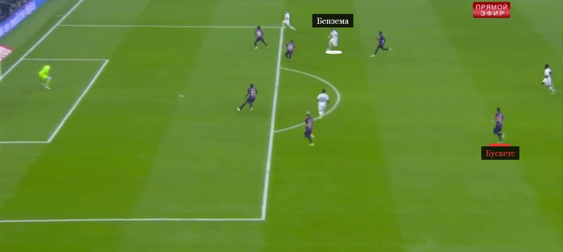Перед отмененным голом Бензема сместился в опорную зону, которую не успел заполнить Бускетс