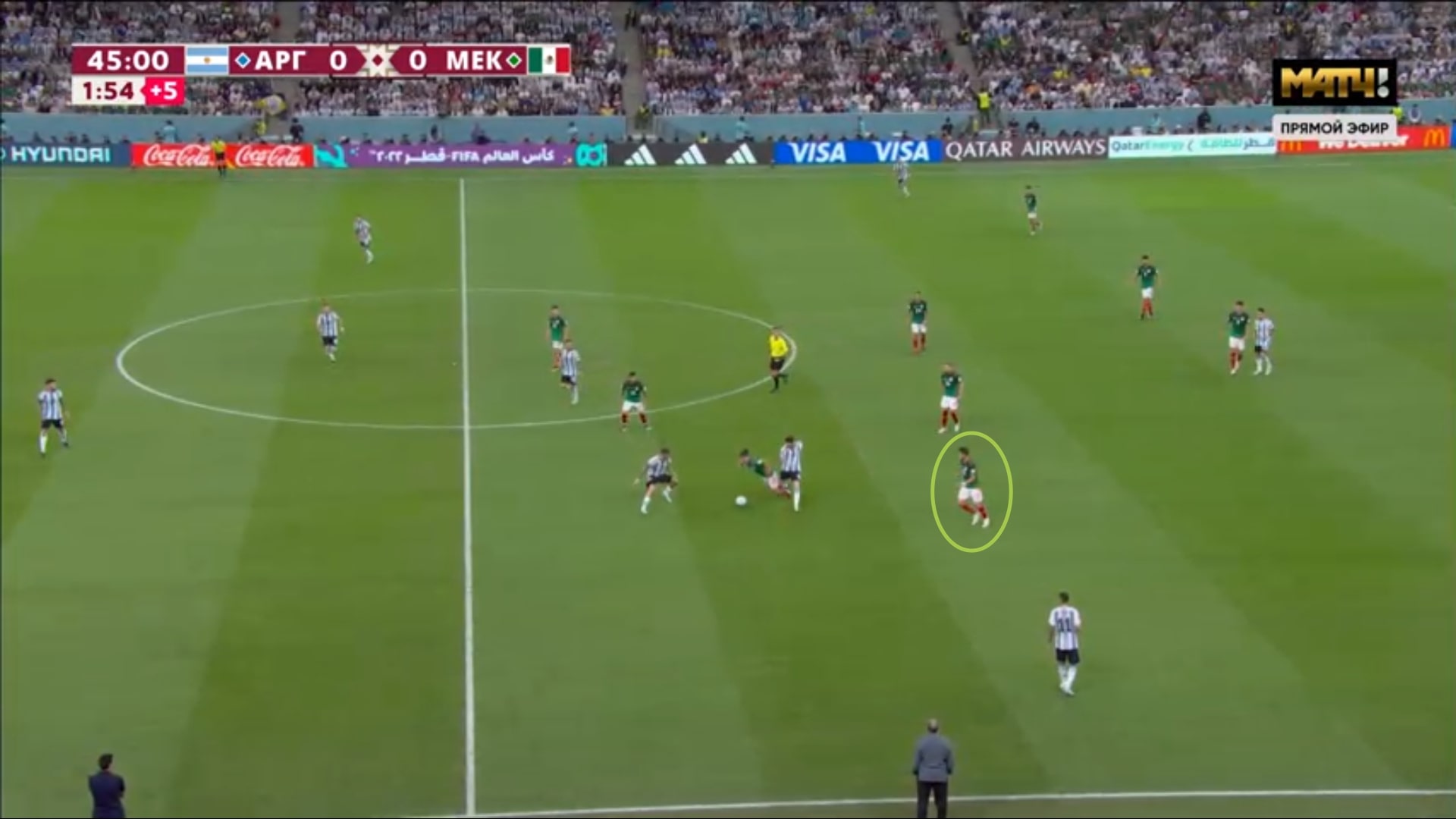 Один из трех центральных защитников Мексики выскочил из первой линии. В остальном сборная Мартино осталась компактной