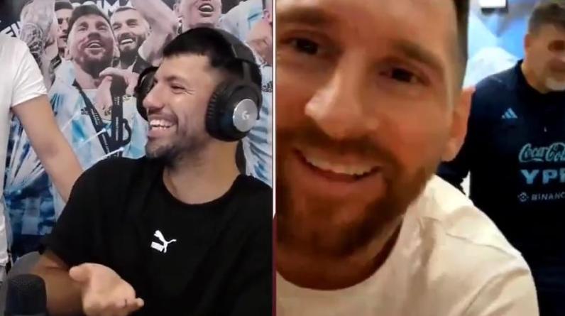 Месси и другие игроки Аргентины пришли на стрим к Агуэро. Лео и Серхио обменялись комплиментами