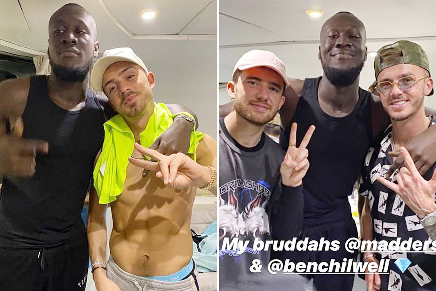 Stormzy и Джек Грилиш, Джеймс Мэддисон и Бэн Чиллвелл