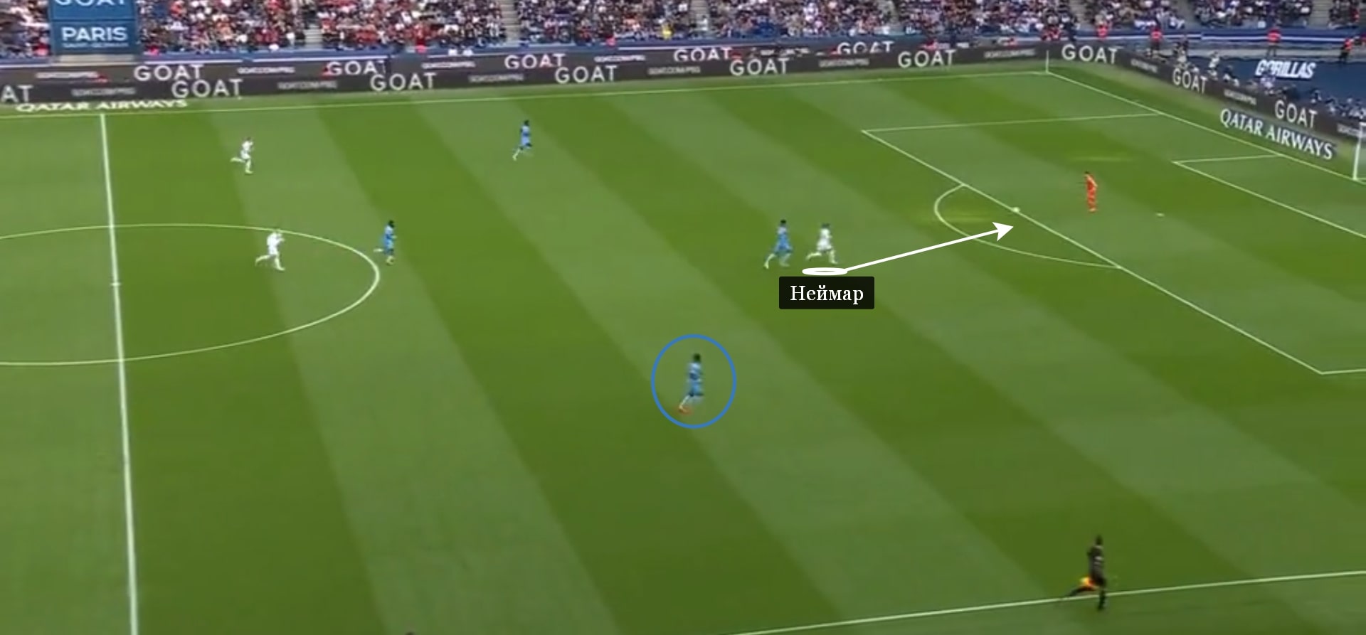 Неймар увлекся прессингом вратаря и забыл о сопернике на фланге